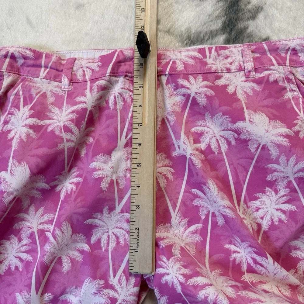 Stella Parker Shorts Womens Size 12 Pink Palm Tree Print Chino Beach Tropical - Picture 4 of 8